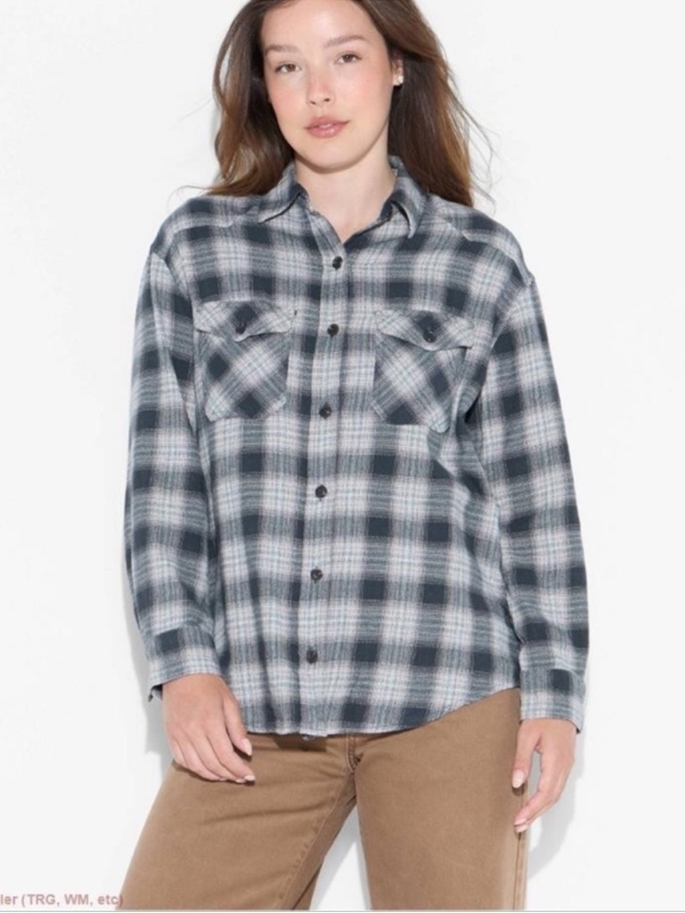 wild fable Black and White Plaid Button-Up Shirt